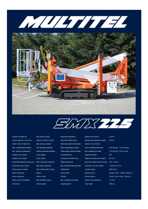 Gąsienicowe, przegubowe podnośniki koszowe Multitel SMX 225