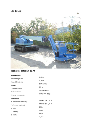 Gąsienicowe platformy teleskopowe Aichi SR18AJ