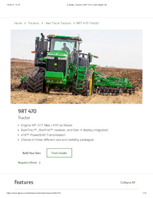 Ciągniki na gąsienicach gumowych John Deere 9RT 470