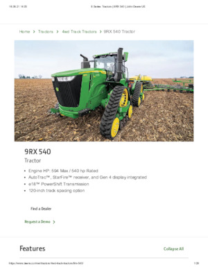 Ciągniki na gąsienicach gumowych John Deere 9RX 540