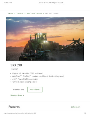 Ciągniki na gąsienicach gumowych John Deere 9RX 590