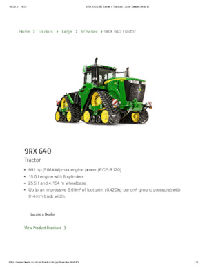 Ciągniki na gąsienicach gumowych John Deere 9RX 640