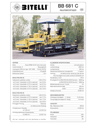 Gąsienicowe rozściełacze asfaltu Bitelli BB 681 C-RB 5700 VB