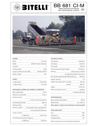 Gąsienicowe rozściełacze asfaltu Bitelli BB 681 CI-M-RB 13000 VB