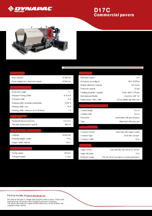 Gąsienicowe rozściełacze asfaltu Dynapac D17C