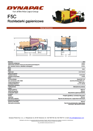 Gąsienicowe rozściełacze asfaltu Dynapac F 5 C