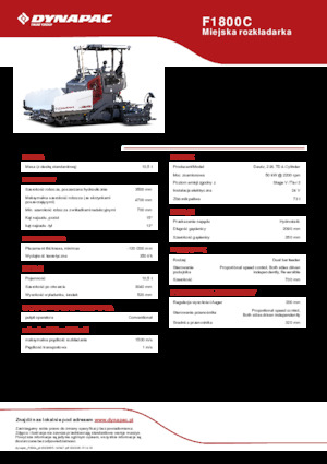 Gąsienicowe rozściełacze asfaltu Dynapac F1800C