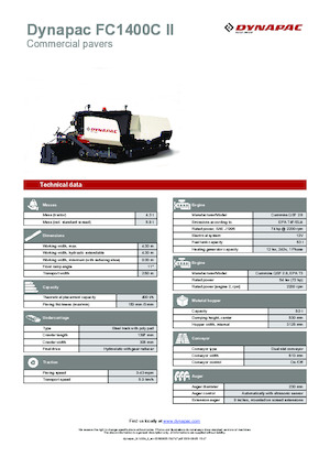Gąsienicowe rozściełacze asfaltu Dynapac FC1400C II