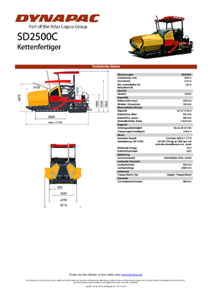 Gąsienicowe rozściełacze asfaltu Dynapac SD 2500 C