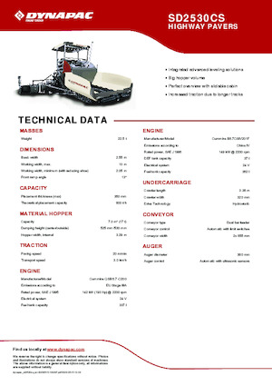 Gąsienicowe rozściełacze asfaltu Dynapac SD2530CS
