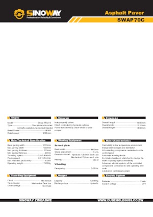 Gąsienicowe rozściełacze asfaltu Sinoway SWAP70C 