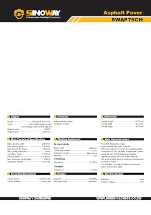 Gąsienicowe rozściełacze asfaltu Sinoway SWAP75CH