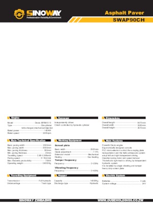Gąsienicowe rozściełacze asfaltu Sinoway SWAP90CH