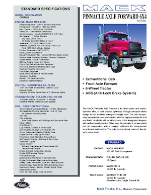 Ciągniki siodłowe Mack PINNACLE CA68 Conventional CHU603 MP8 6x4