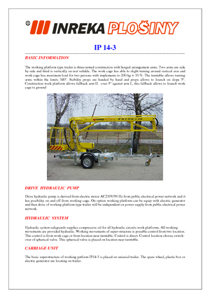 Platformy robocze na wysięgniku przegubowym mocowane na przyczepie Inreka IP 14-3