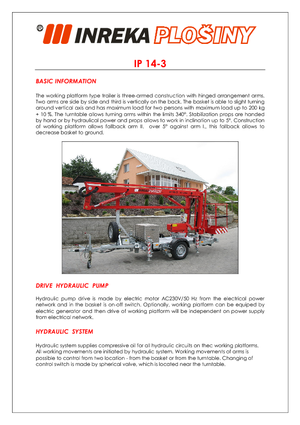 Platformy robocze na wysięgniku przegubowym mocowane na przyczepie Inreka IP 14-3