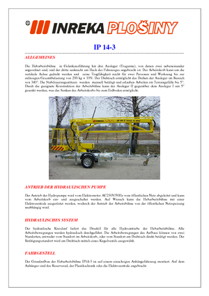 Platformy robocze na wysięgniku przegubowym mocowane na przyczepie Inreka IP 14-3