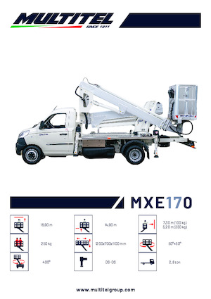 Platformy robocze na wysięgniku przegubowym mocowane na ciężarówce Multitel MXE 170