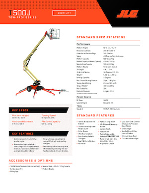 Platformy robocze na wysięgniku przegubowym mocowane na ciężarówce JLG T500J