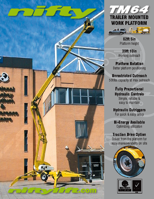 Platformy robocze na wysięgniku przegubowym mocowane na przyczepie Niftylift TM 64