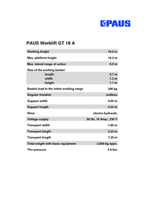 Platformy robocze na wysięgniku przegubowym mocowane na ciężarówce Paus Worklift GT 18 A