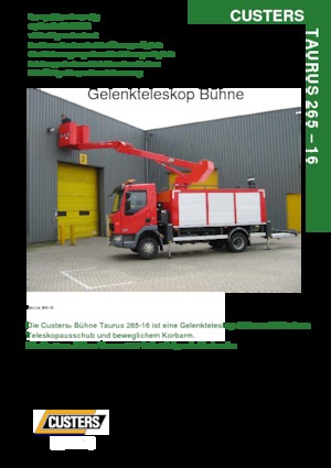 Platformy robocze na wysięgniku przegubowym mocowane na ciężarówce Custers Taurus 265-16