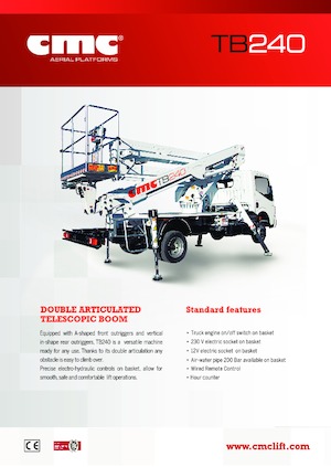 Platformy robocze na wysięgniku przegubowym mocowane na ciężarówce CMC TB240