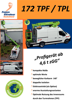 Platformy robocze na wysięgniku teleskopowym mocowane na ciężarówce France Elévateur 172 TPF