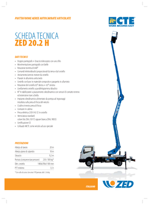 Platformy robocze na wysięgniku przegubowym mocowane na ciężarówce CTE ZED 20.2 H