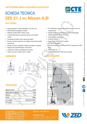 Platformy robocze na wysięgniku przegubowym mocowane na ciężarówce CTE ZED 21 J