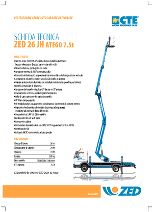 Platformy robocze na wysięgniku przegubowym mocowane na ciężarówce CTE ZED 26 JH