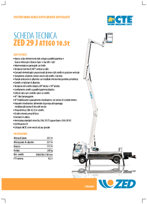 Platformy robocze na wysięgniku przegubowym mocowane na ciężarówce CTE ZED 29 J