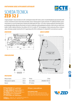 Platformy robocze na wysięgniku przegubowym mocowane na ciężarówce CTE ZED 32 J
