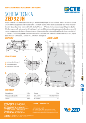 Platformy robocze na wysięgniku przegubowym mocowane na ciężarówce CTE ZED 32 JH