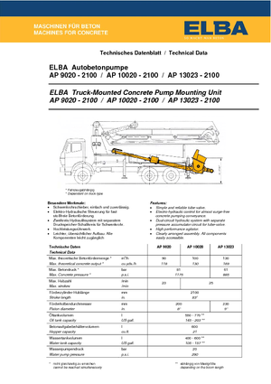 Pompa do betonu mocowana na ciężarówce Elba AP 9020