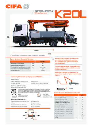 Pompa do betonu mocowana na ciężarówce CIFA K20L 
