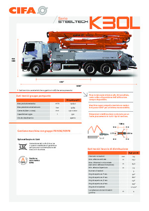 Pompa do betonu mocowana na ciężarówce CIFA K30L 