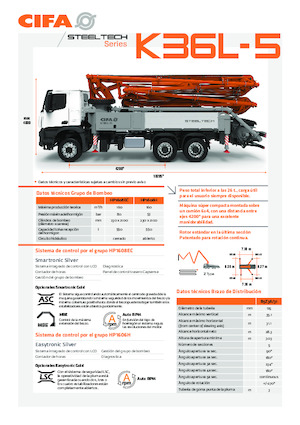 Pompa do betonu mocowana na ciężarówce CIFA K36L-5