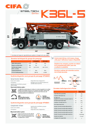 Pompa do betonu mocowana na ciężarówce CIFA K36L-5