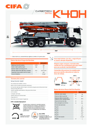 Pompa do betonu mocowana na ciężarówce CIFA K40H