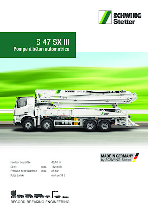 Pompa do betonu mocowana na ciężarówce SCHWING-Stetter S 47 SX III