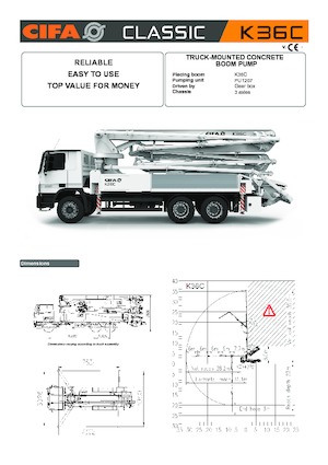 Pompa do betonu mocowana na ciężarówce CIFA K36C