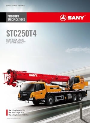 Żurawie teleskopowe mocowane na ciężarówce Sany STC250T4