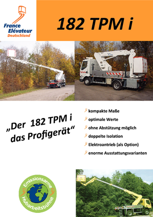 Platformy robocze na wysięgniku teleskopowym mocowane na ciężarówce France Elévateur 182 TPM