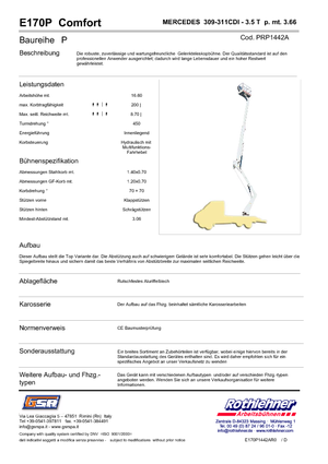 Platformy robocze na wysięgniku przegubowym mocowane na ciężarówce GSR E 170 P Comfort