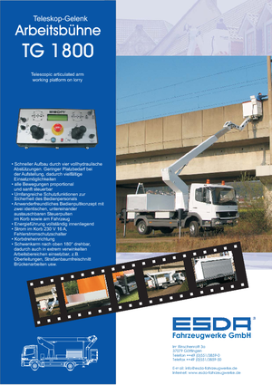 Platformy robocze na wysięgniku przegubowym mocowane na ciężarówce Esda TG 1800