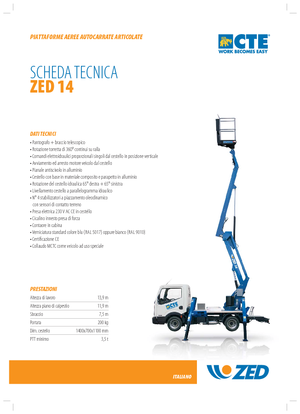 Platformy robocze na wysięgniku przegubowym mocowane na ciężarówce CTE Z 14