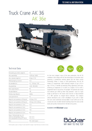 Żurawie teleskopowe mocowane na ciężarówce Böcker AK 37