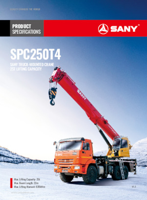 Żurawie teleskopowe mocowane na ciężarówce Sany SPC250T4