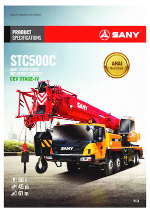 Żurawie teleskopowe mocowane na ciężarówce Sany STC500C